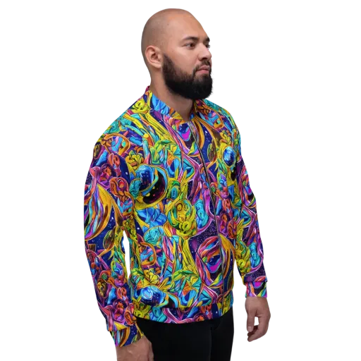 Electric Petal Storm on a Bomber Jacket
