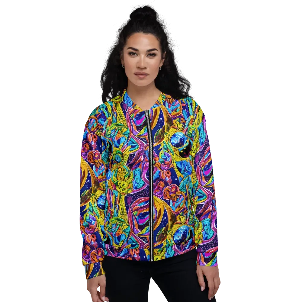 Electric Petal Storm on Bomber Jacket — Front