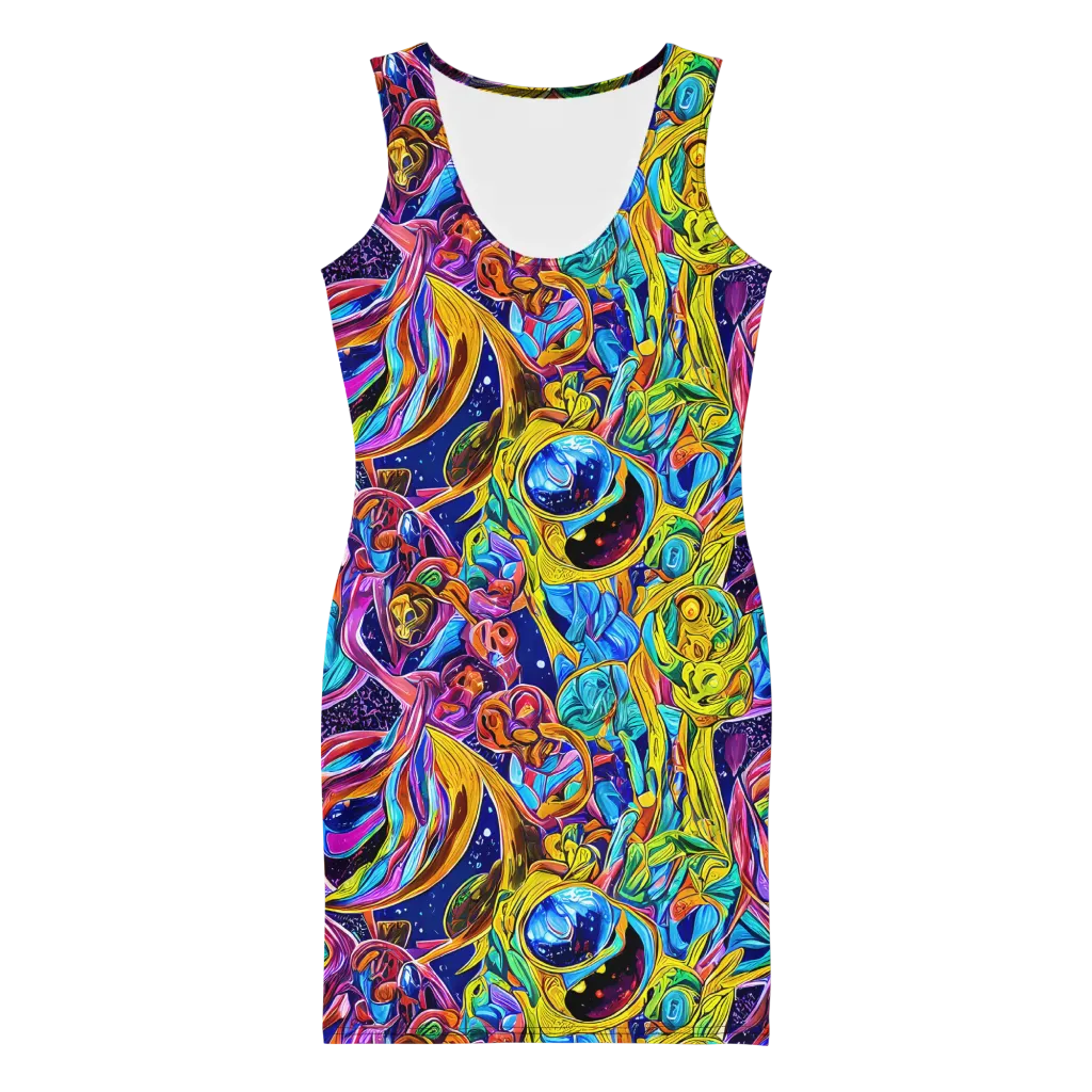 Electric Petal Storm on Bodycon Dress — Front
