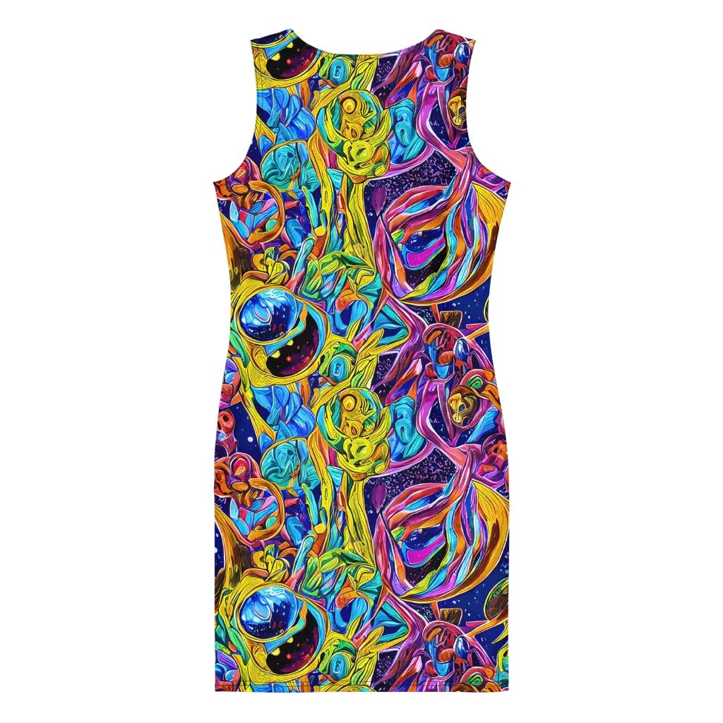 Electric Petal Storm on Bodycon Dress — Back