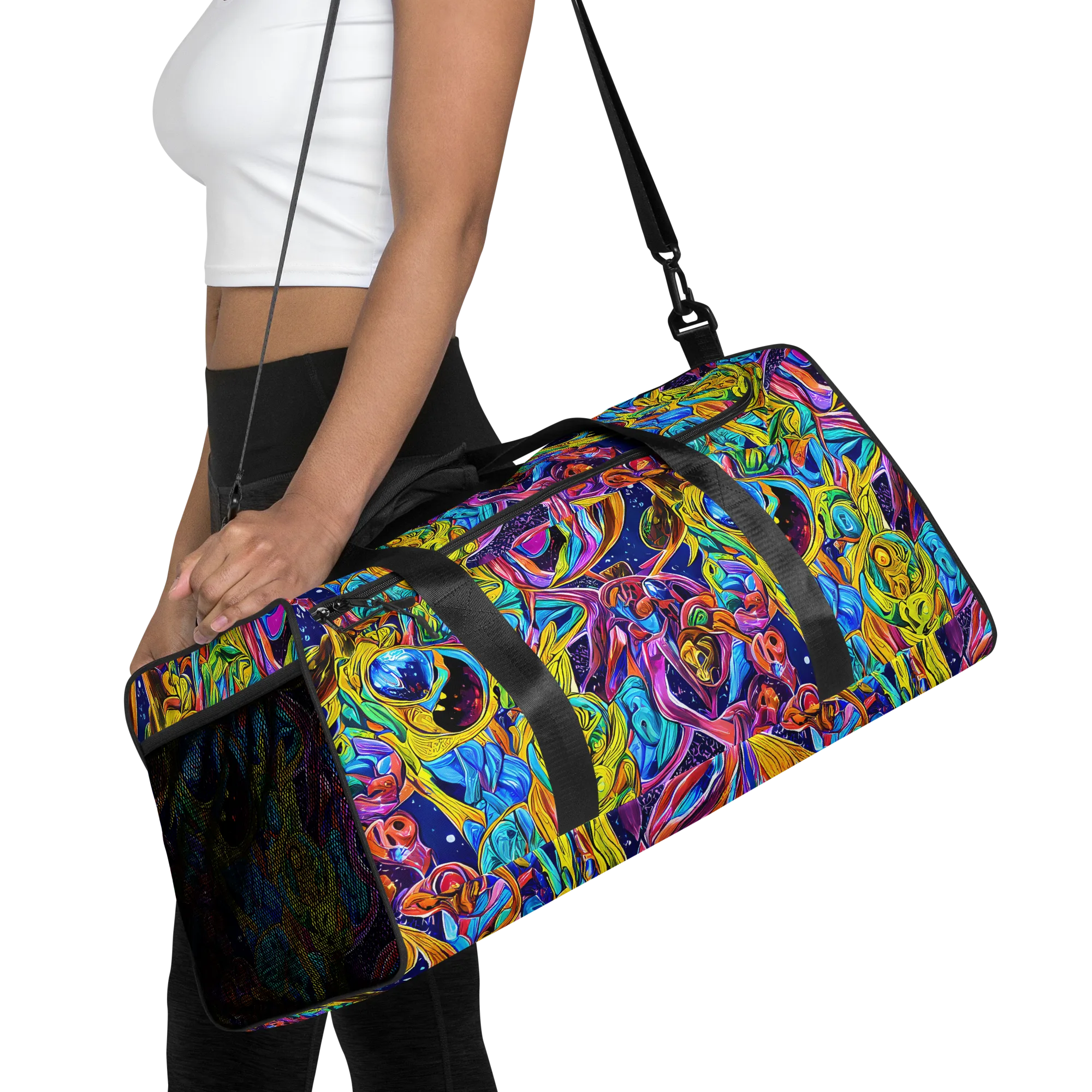 Electric Petal Storm on Duffle Bag — Front