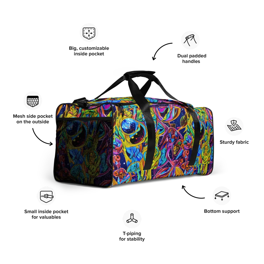 Electric Petal Storm on Duffle Bag — Right Front