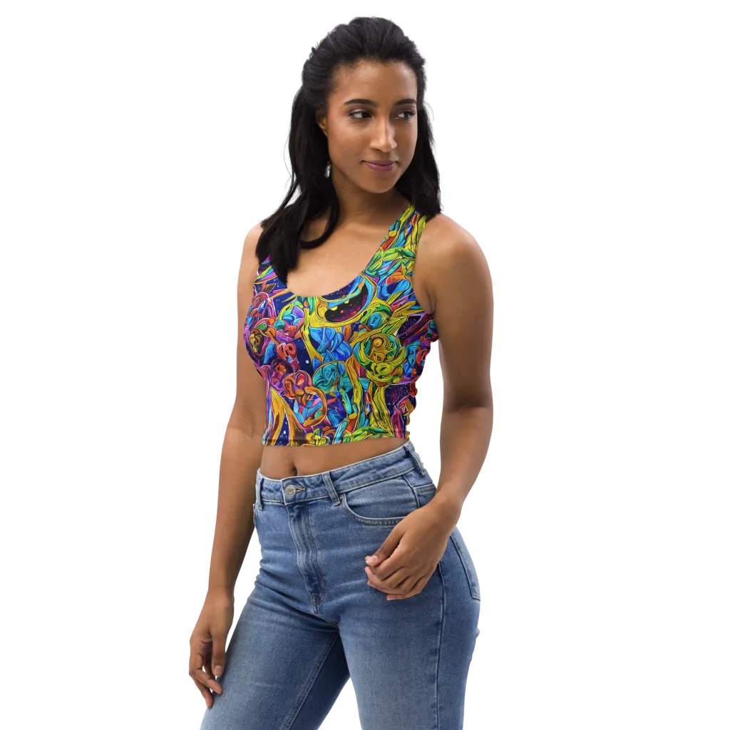 Electric Petal Storm on Crop Top — Left Front
