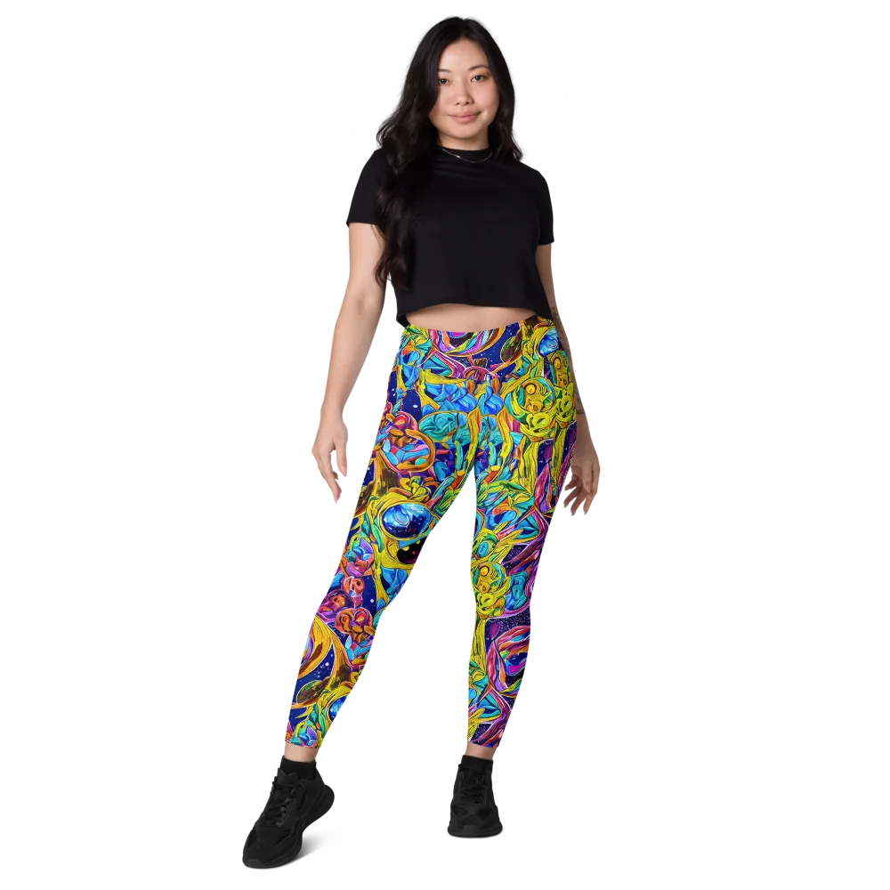 Electric Petal Storm on Leggings with Pockets — Front