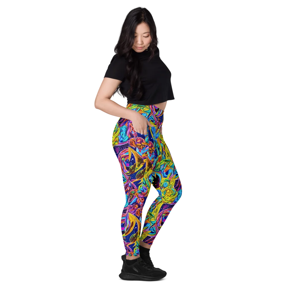Electric Petal Storm on Leggings with Pockets — Right