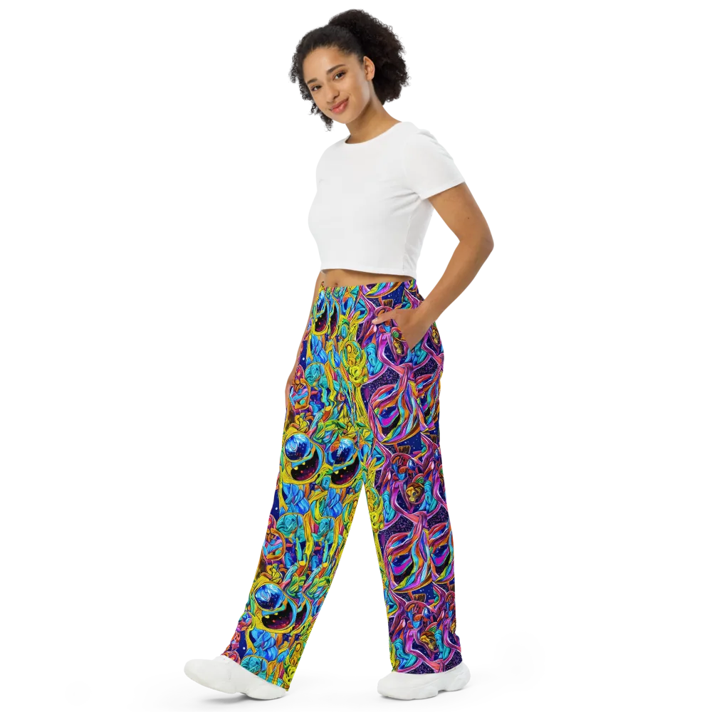 Electric Petal Storm on Wide-Leg Pants — Left Front