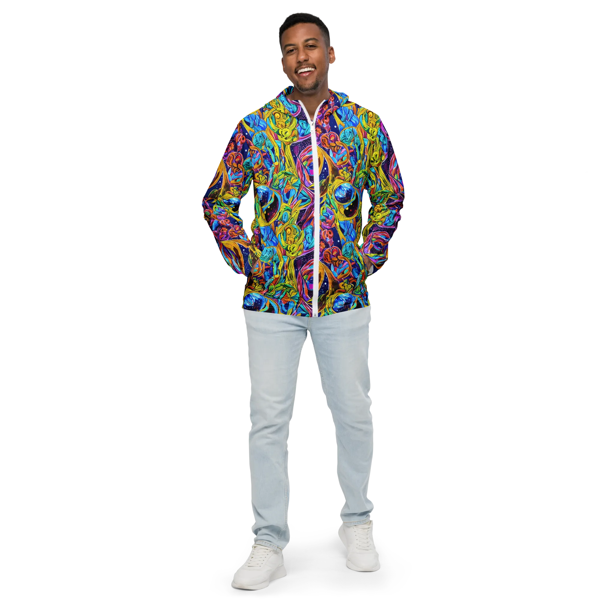 Electric Petal Storm on Men's Windbreaker — Front