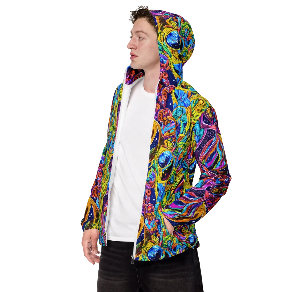 Electric Petal Storm on Men's Windbreaker — Left Front