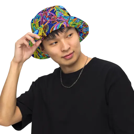 Electric Petal Storm on a Reversible Bucket Hat