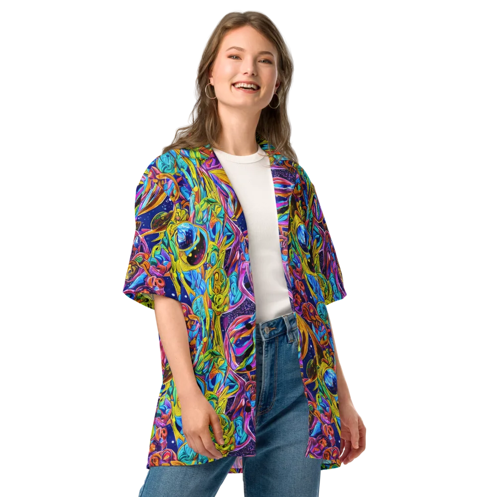 Electric Petal Storm on Button Shirt — Front