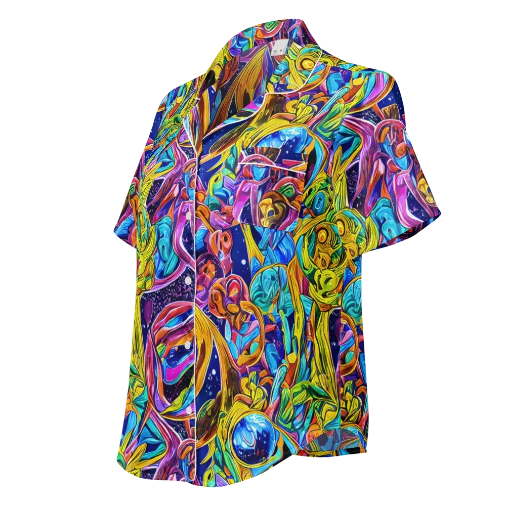 Electric Petal Storm on Women's Short Sleeve Pajama Top — Left Front