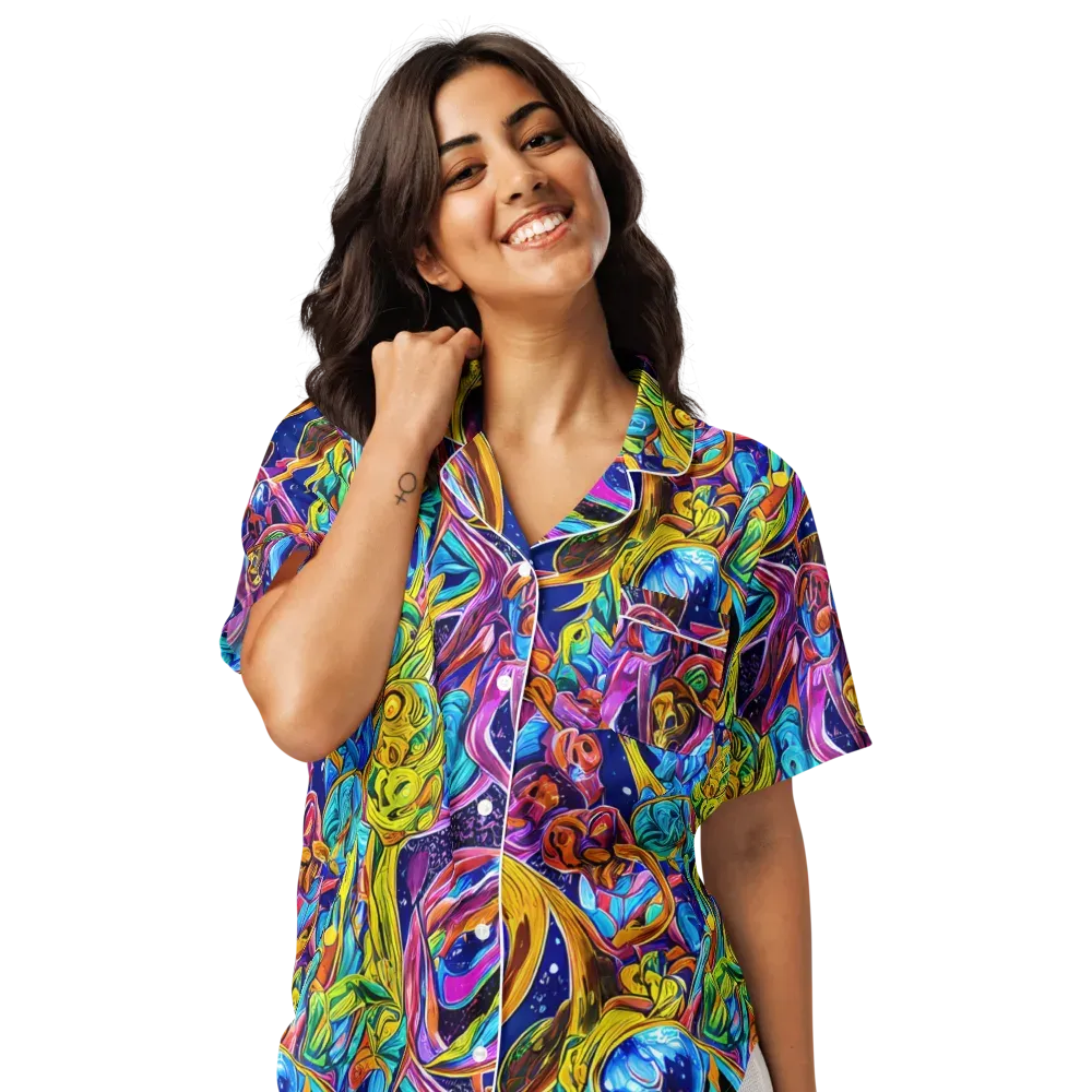 Electric Petal Storm on Women's Short Sleeve Pajama Top — Front