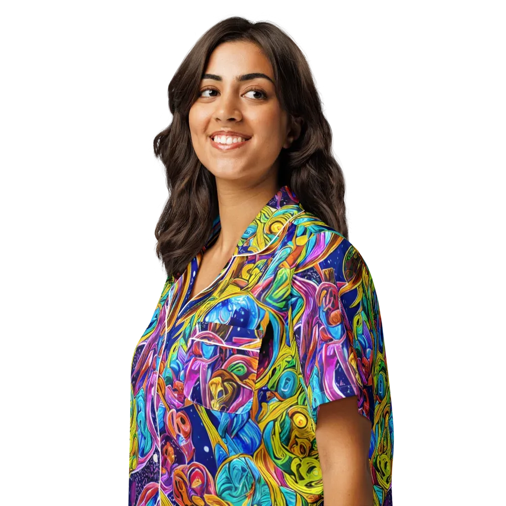Electric Petal Storm on Women's Short Sleeve Pajama Top — Left Front