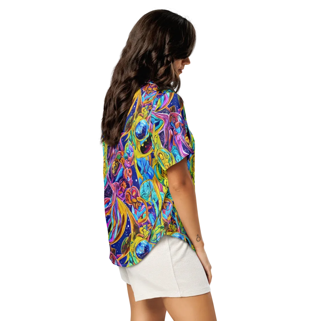 Electric Petal Storm on Women's Short Sleeve Pajama Top — Right Back