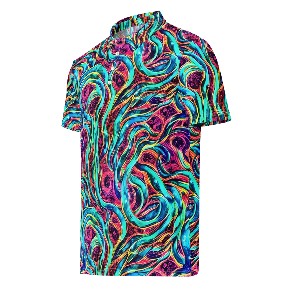 Chromatic Tides on Men's Slim Fit Polo Shirt — Left Front