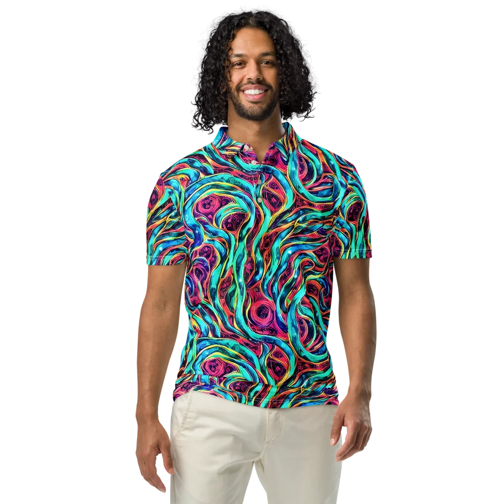 Chromatic Tides on Men's Slim Fit Polo Shirt — Front