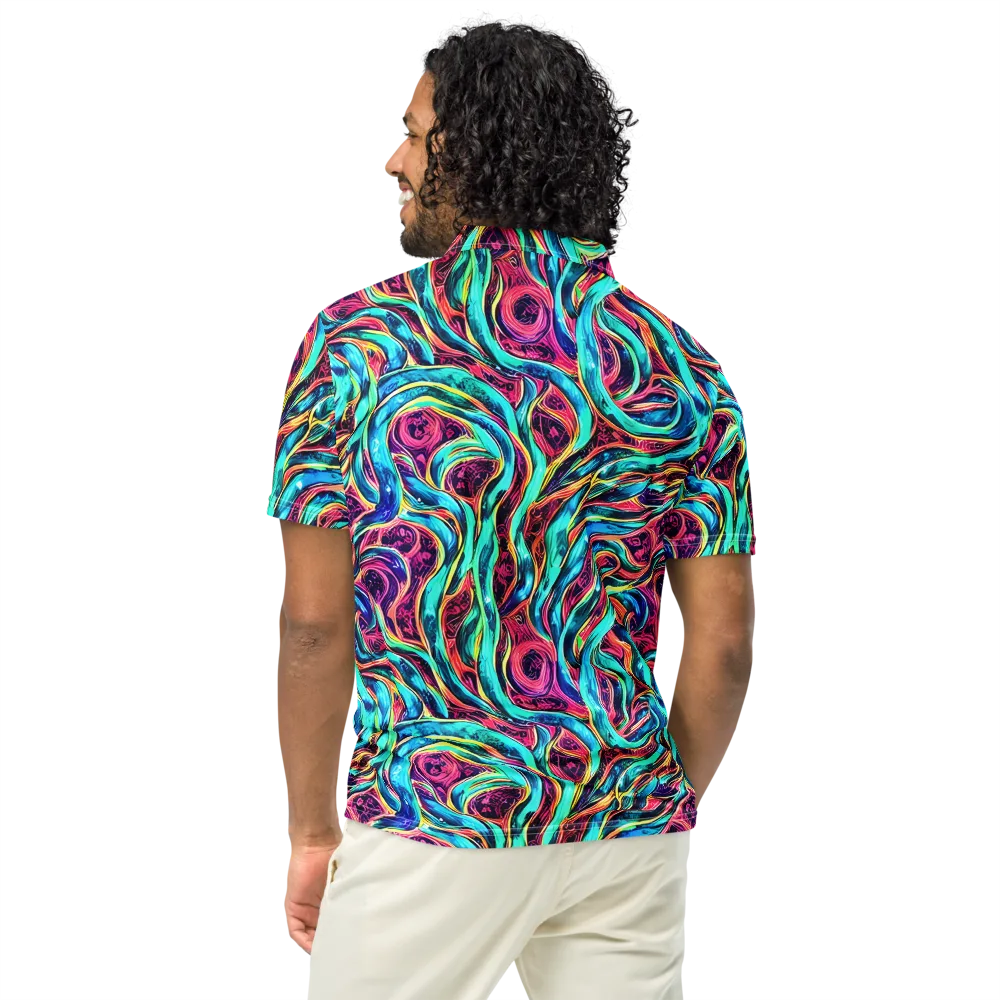 Chromatic Tides on Men's Slim Fit Polo Shirt — Back