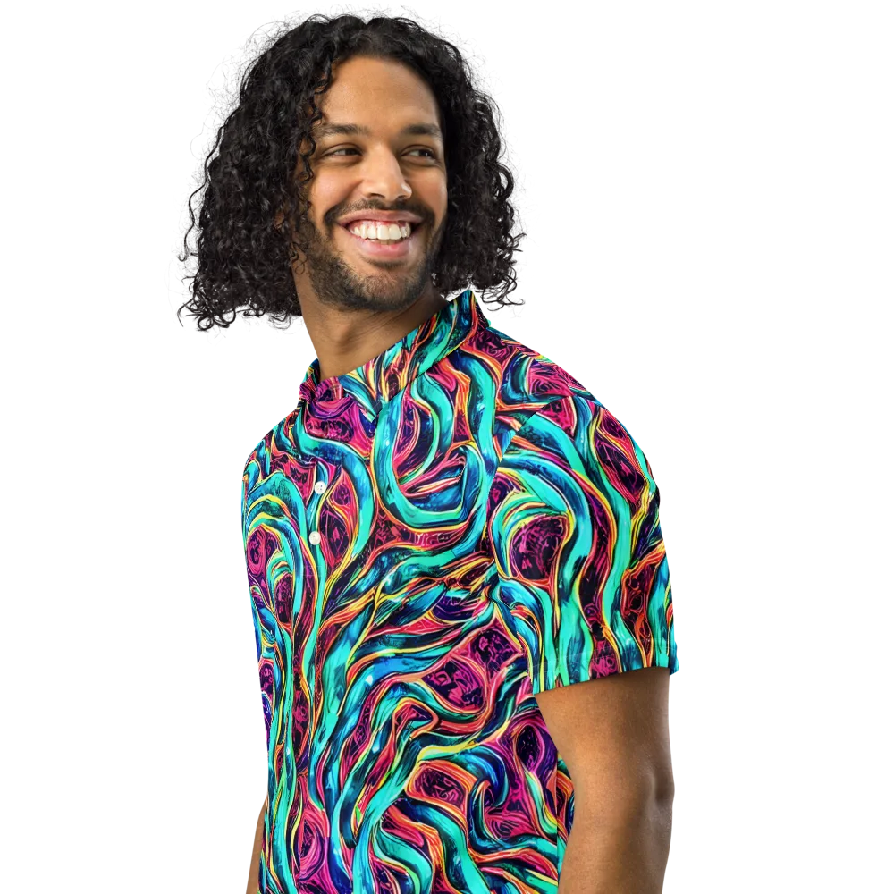 Chromatic Tides on Men's Slim Fit Polo Shirt — Left Front