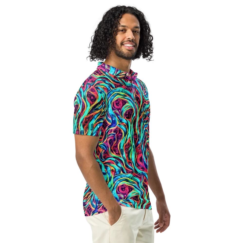 Chromatic Tides on Men's Slim Fit Polo Shirt — Right Front