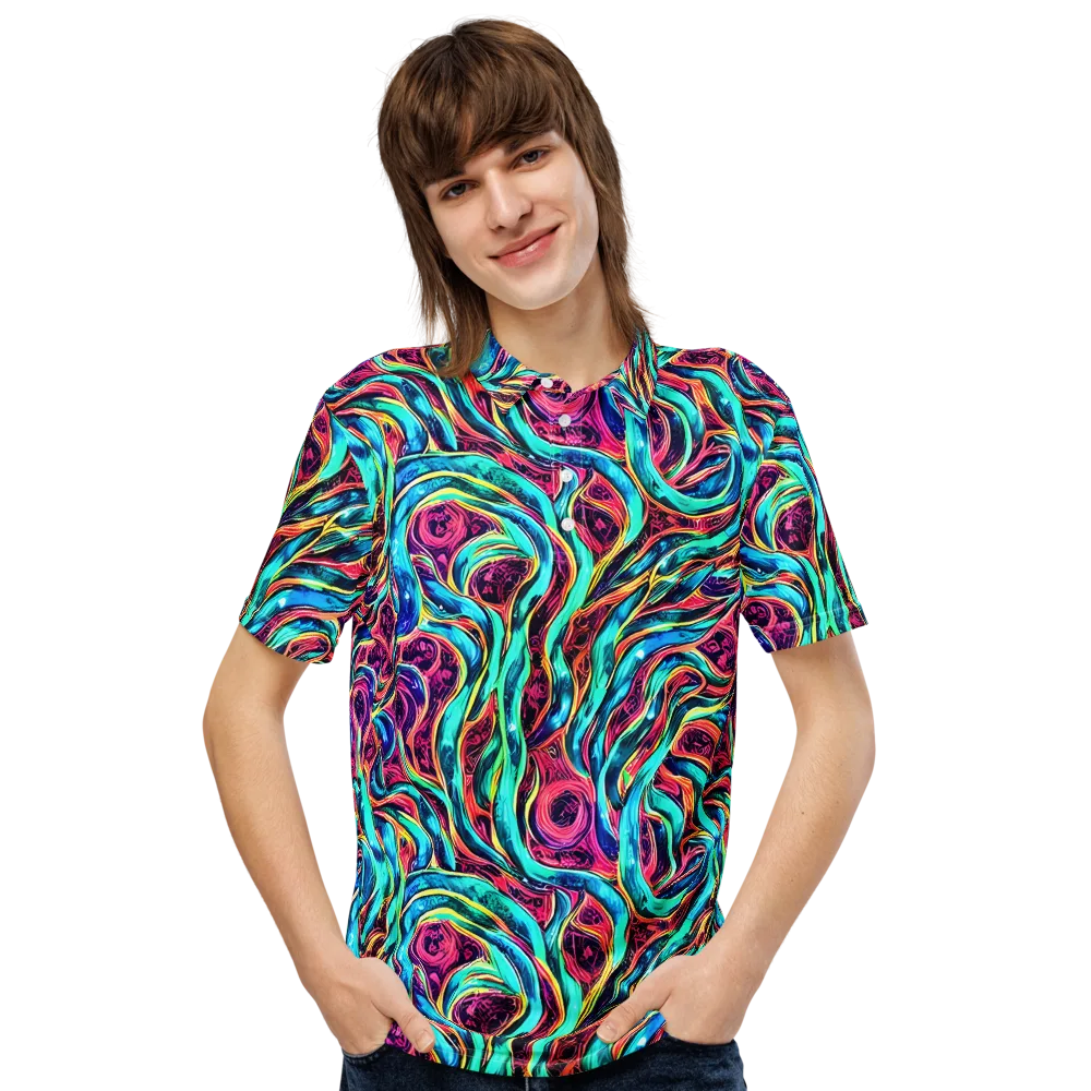 Chromatic Tides on Men's Slim Fit Polo Shirt — Front