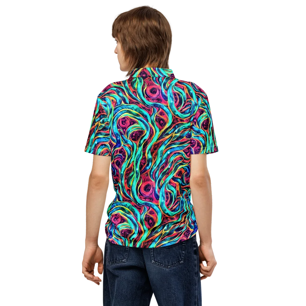 Chromatic Tides on Men's Slim Fit Polo Shirt — Back