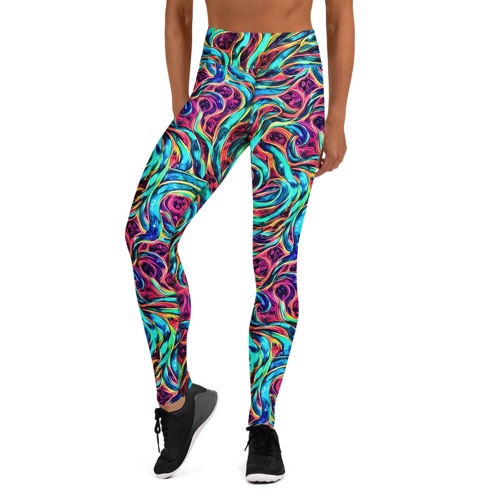 Chromatic Tides on Yoga Leggings — Front
