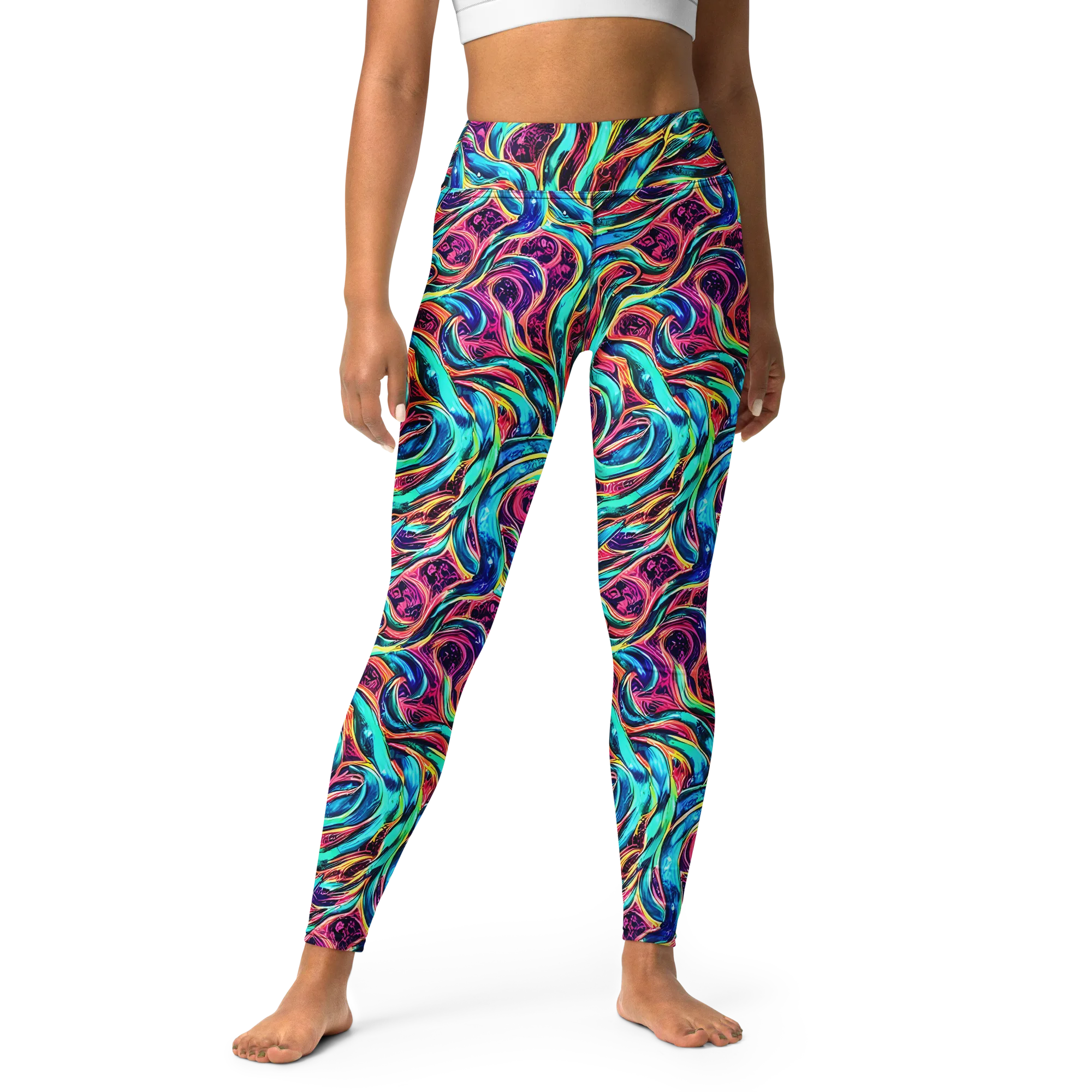 Chromatic Tides on Yoga Leggings — Front