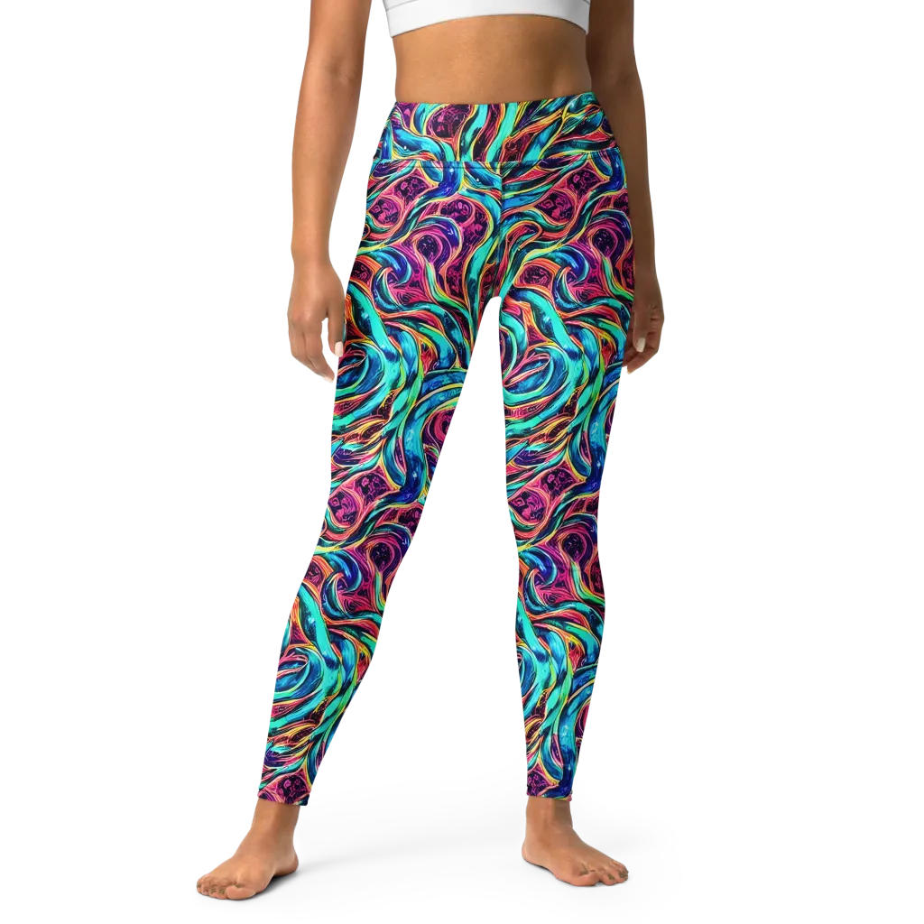 Chromatic Tides on Yoga Leggings — Front