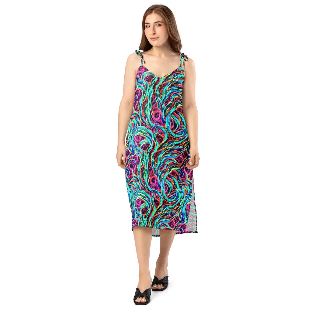 Chromatic Tides on Slip Dress — Front
