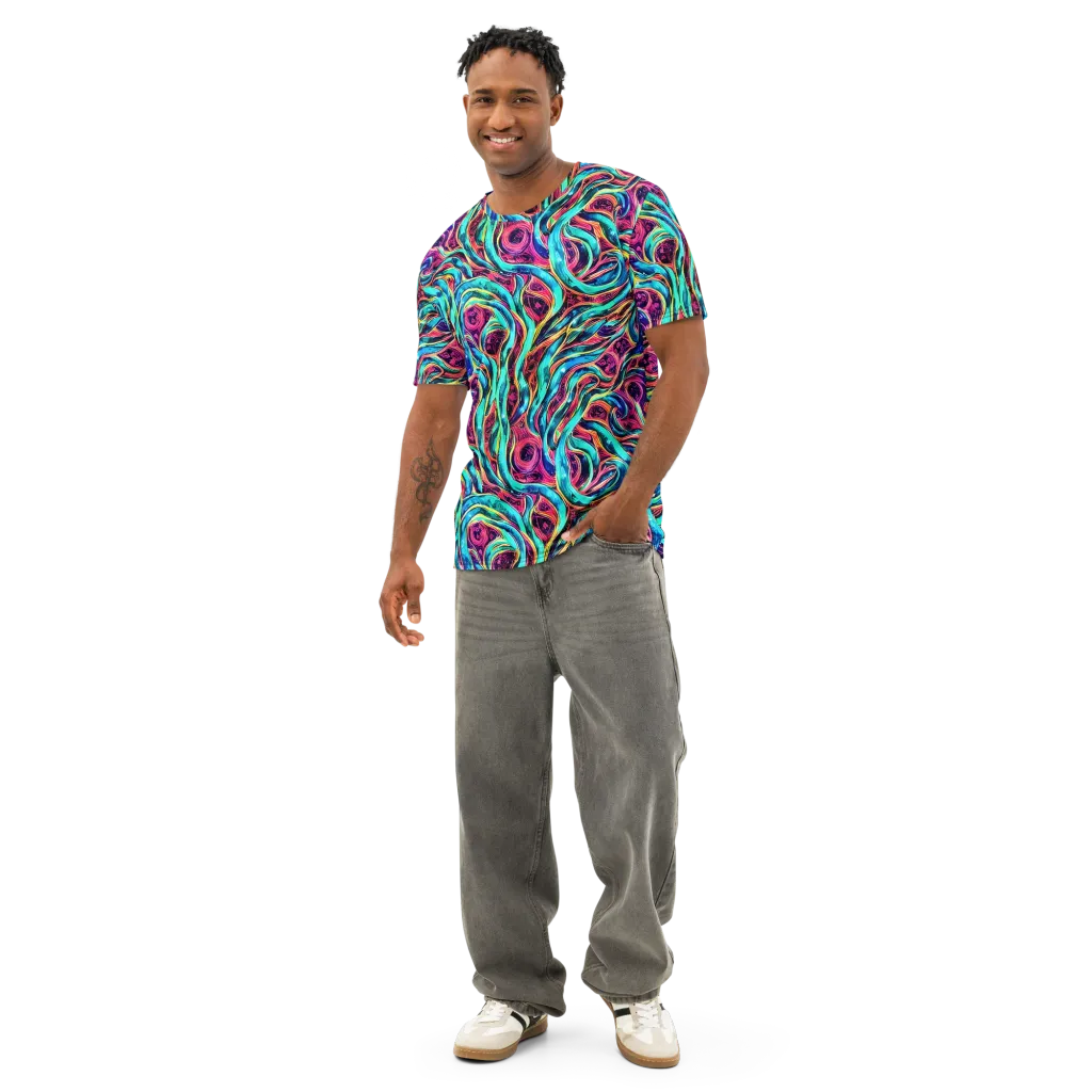 Chromatic Tides on Men's Cotton Crew Neck T-Shirt — Front