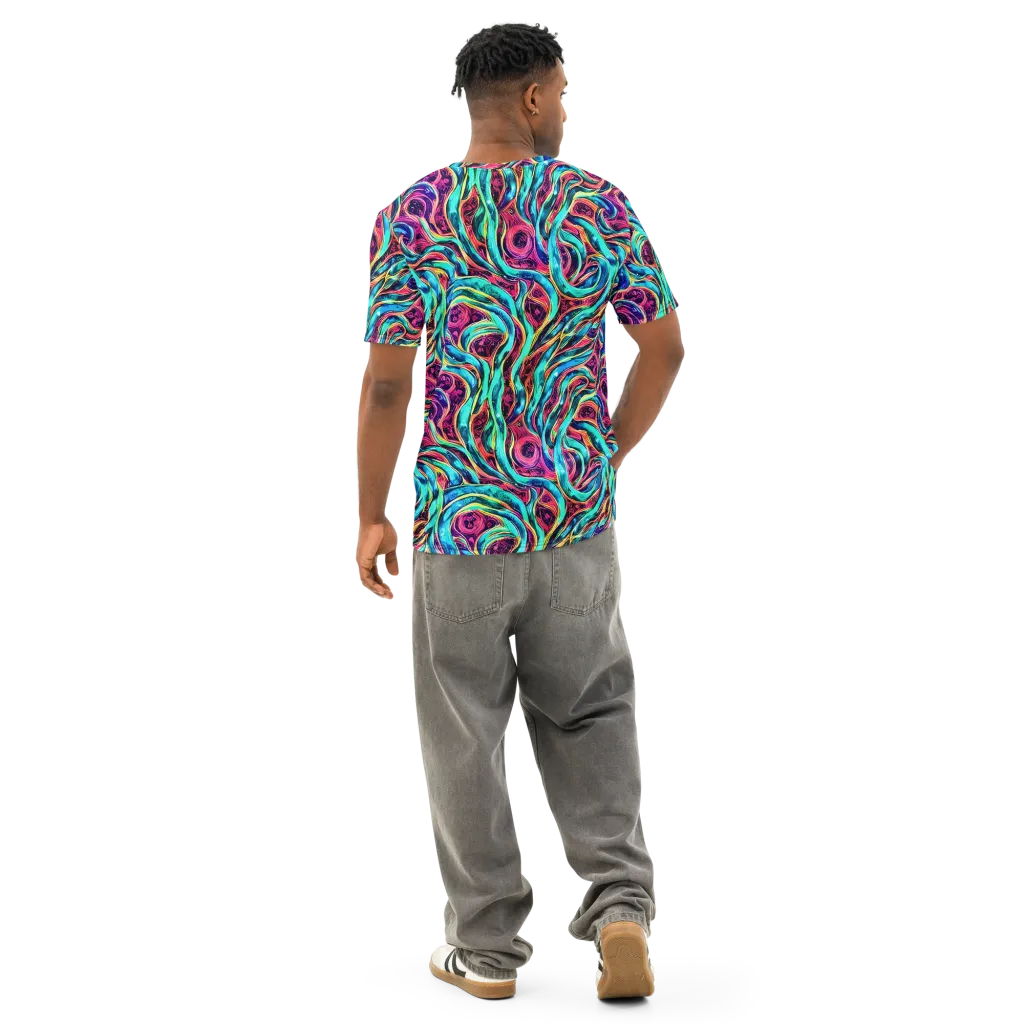 Chromatic Tides on Men's Cotton Crew Neck T-Shirt — Back