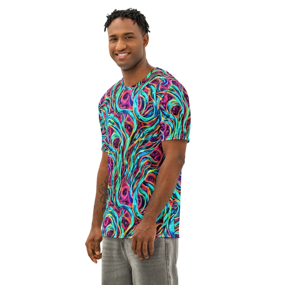 Chromatic Tides on Men's Cotton Crew Neck T-Shirt — Left Front