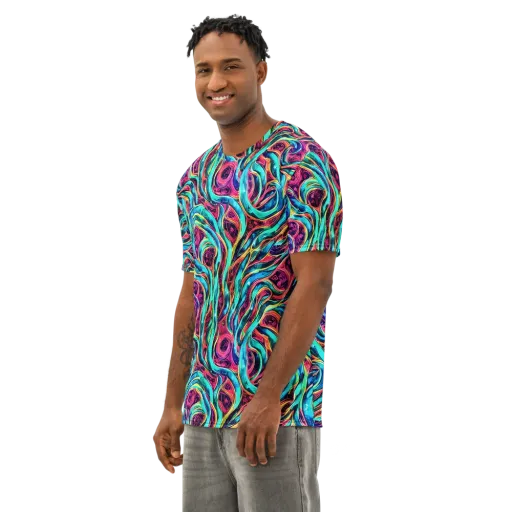Chromatic Tides on a Men's Cotton Crew Neck T-Shirt