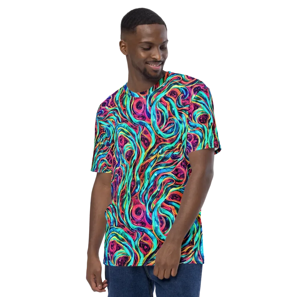 Chromatic Tides on Men's Crew Neck T-Shirt — Left