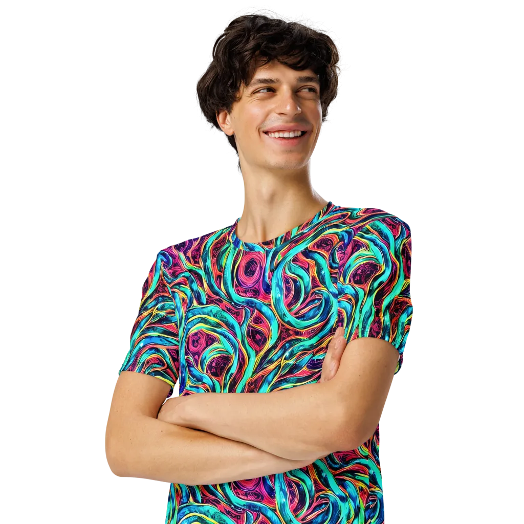 Chromatic Tides on Men's Crew Neck T-Shirt — Left Front