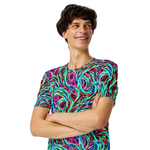 Chromatic Tides on a Men's Crew Neck T-Shirt