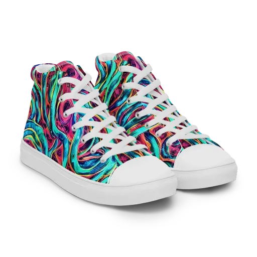 Chromatic Tides on a Men's High Top Canvas Shoes