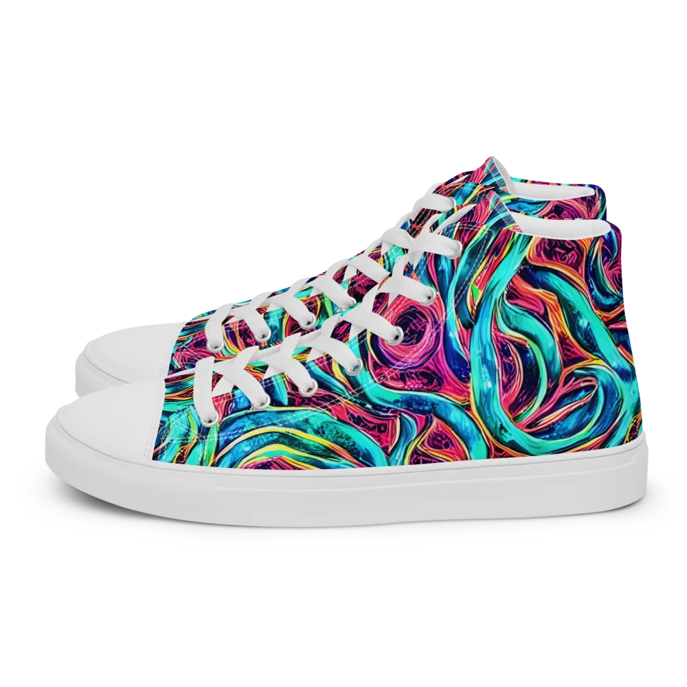 Chromatic Tides on Men's High Top Canvas Shoes — Left