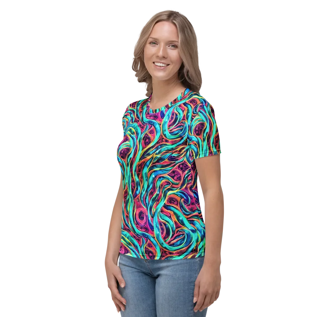 Chromatic Tides on Women's Crew Neck T-Shirt — Left