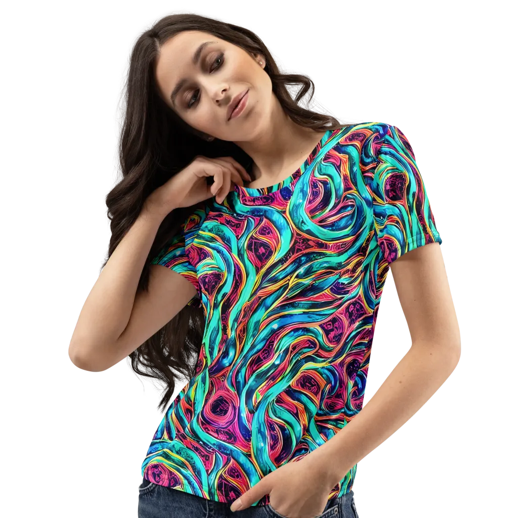 Chromatic Tides on Women's Crew Neck T-Shirt — Left Front