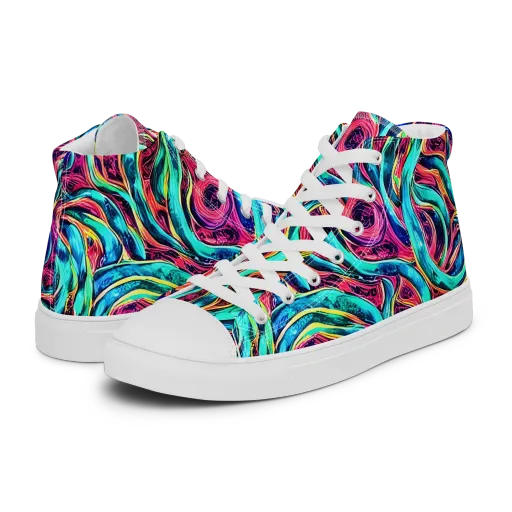 Chromatic Tides on a Women's High Top Canvas Shoes