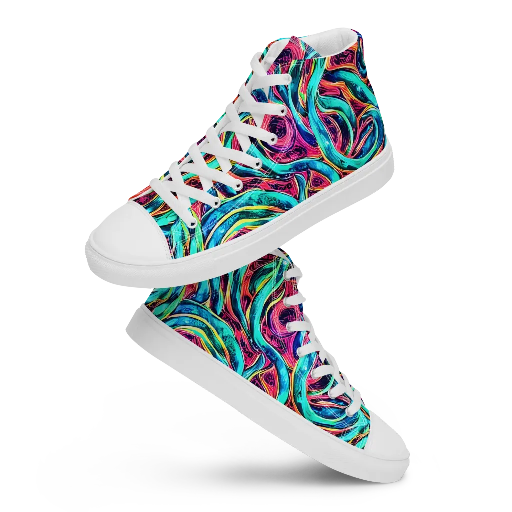 Chromatic Tides on Women's High Top Canvas Shoes — Front