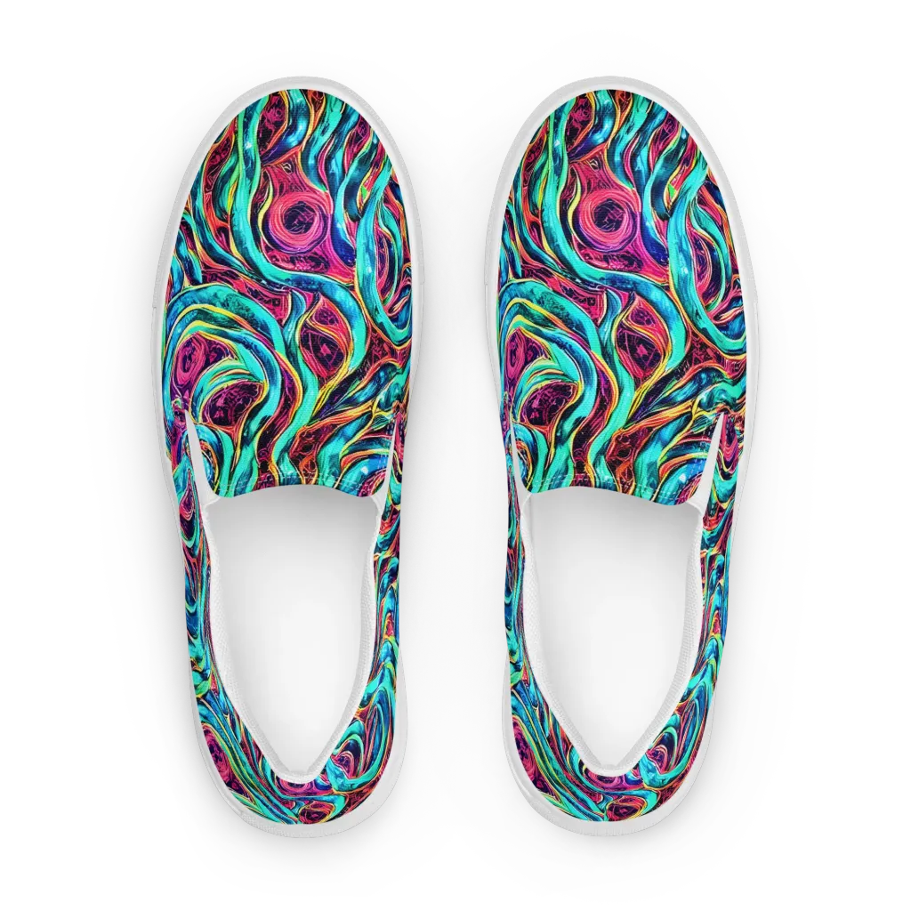 Chromatic Tides on Men's Slip-On Canvas Shoes — Front