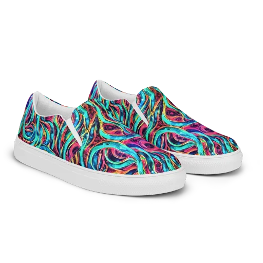 Chromatic Tides on a Men's Slip-On Canvas Shoes