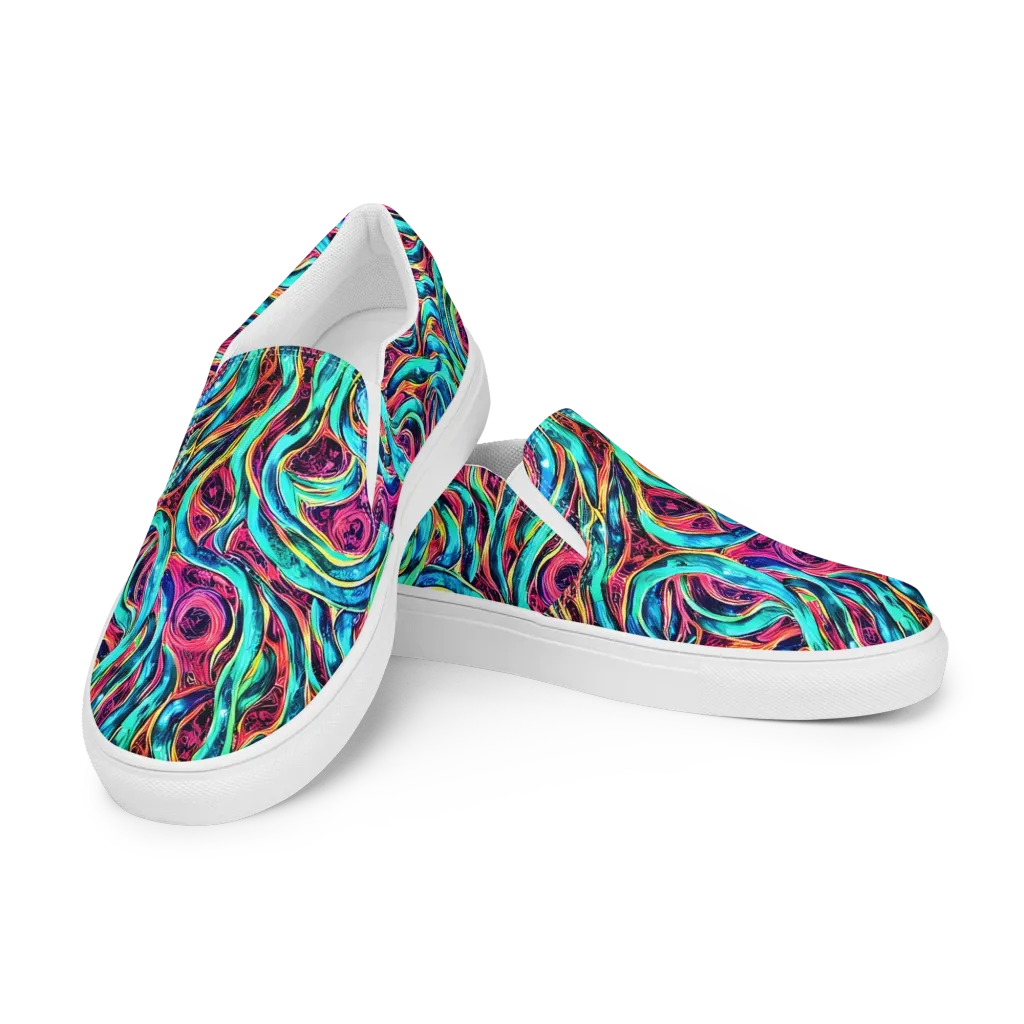 Chromatic Tides on Men's Slip-On Canvas Shoes — Left Front