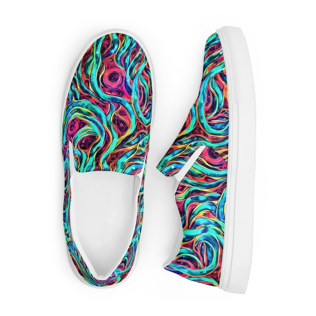 Chromatic Tides on Men's Slip-On Canvas Shoes — Front