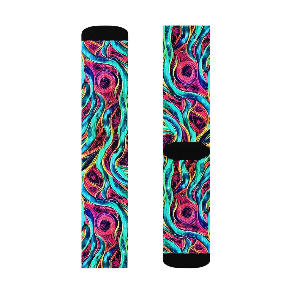 Chromatic Tides on Socks — Left Sock