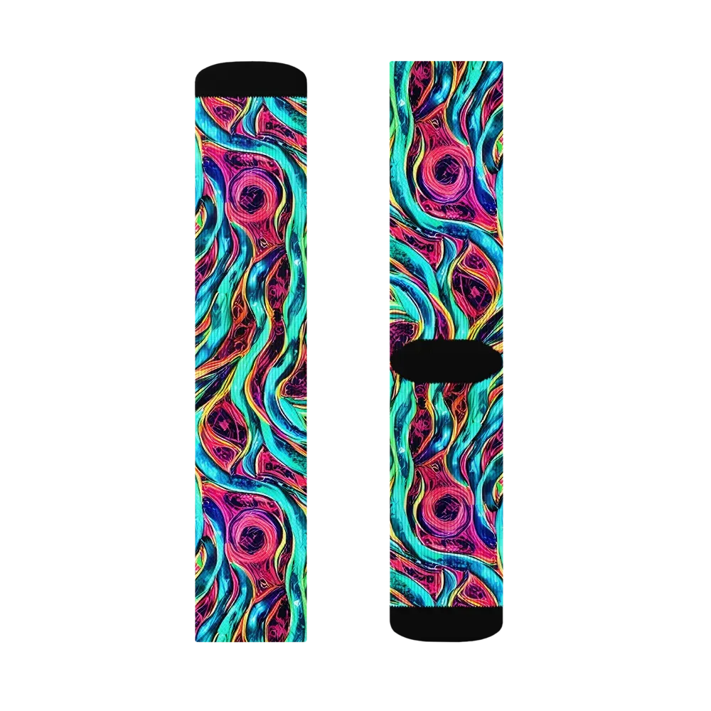 Chromatic Tides on Socks — Right Sock