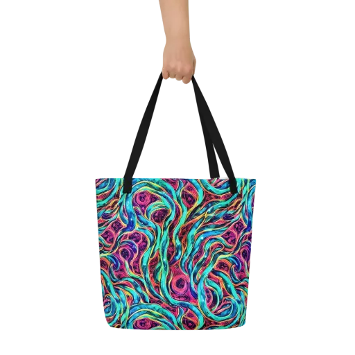 Chromatic Tides on a Large Tote Bag W/ Pocket