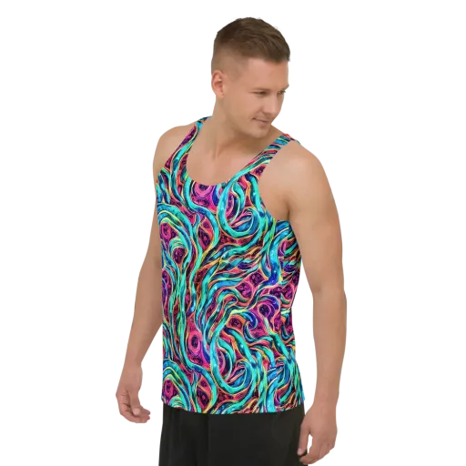 Chromatic Tides on a Men's Tank Top
